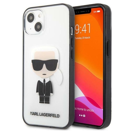 Karl Lagerfeld Ikonik Karl - pouzdro pro iPhone 13 mini (čiré / černý rámeček)