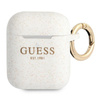 Guess Silicone Glitter Case Est - Étui Airpods (blanc)