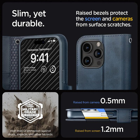 Spigen Wallet S Pro - tok iPhone 15 Pro készülékhez (Navy)