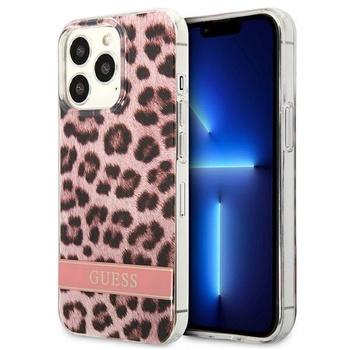 Guess Leopard Electro Stripe - iPhone 13 Pro tok (rózsaszín)