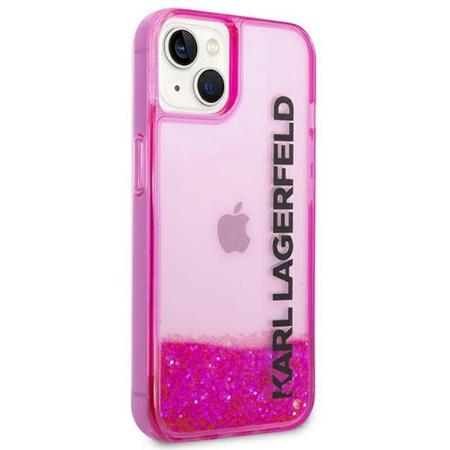 Karl Lagerfeld Liquid Glitter Translucent Elongated Logo Case - Hülle für iPhone 14 Plus (Pink)