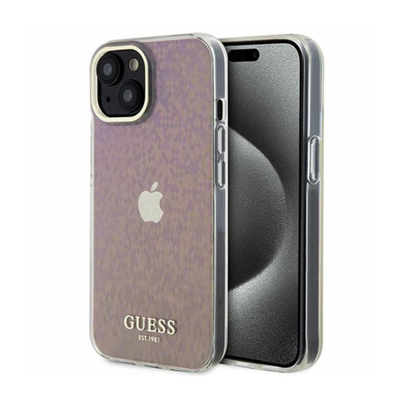 Guess IML Faceted Mirror Disco Iridescent - iPhone 15 tok (rózsaszín)