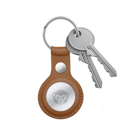 Crong Leather Case with Key Ring - Porte-clés en cuir pour Apple AirTag (marron)