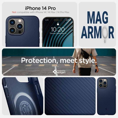 Spigen Mag Armor - tok iPhone 14 Pro készülékhez (sötétkék)