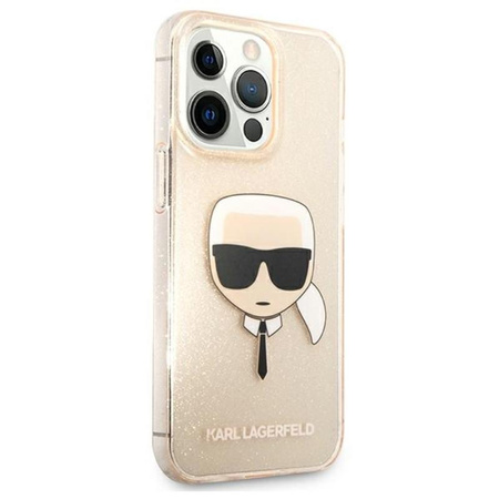 Karl Lagerfeld Karl's Head Glitter - iPhone 13 Pro Max Case (Gold)