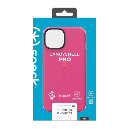 Speck CandyShell Pro + MagSafe - pouzdro pro iPhone 14 / iPhone 13 s povrchovou úpravou MICROBAN (Digital Pink / Energy Red)