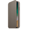 Apple Leather Folio - Kožené pouzdro na iPhone X s kapsami na karty (Světle béžové)