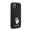 Karl Lagerfeld Silikonový kovový špendlík Choupette - pouzdro na iPhone 15 (černé)