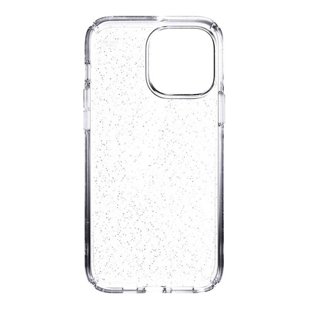 Speck Presidio Perfect-Clear avec paillettes - Coque pour iPhone 13 Pro Max / iPhone 12 Pro Max avec revêtement MICROBAN (transparent/paillettes platine)