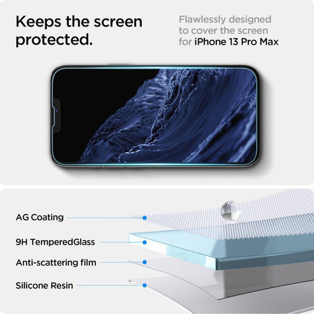 Spigen Glas.TR EZ Fit - Tvrzené sklo pro Apple iPhone 16e / iPhone 14 / iPhone 13 / iPhone 13 Pro