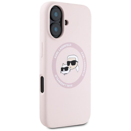 Karl Lagerfeld Silicone Double Heads And Circle MagSafe - Coque pour iPhone 16 (rose)