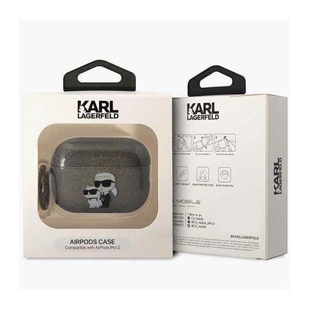 Karl Lagerfeld Glitter NFT Karl & Choupette - Pouzdro pro Apple AirPods Pro 2 (černé)
