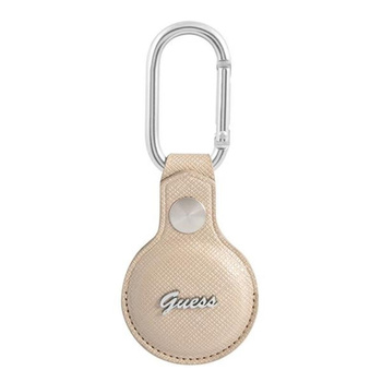 Guess Saffiano Script Dog Clip - Étui AirTag (beige)
