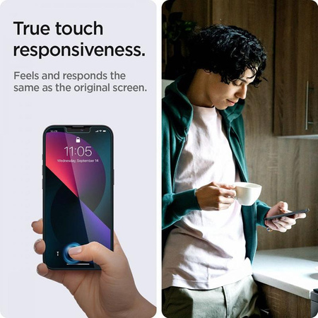Spigen GLAS.TR EZ FIT Privacy 2-Pack - Edzett üveg adatvédelmi szűrővel iPhone 16e / iPhone 14 / iPhone 13 Pro / iPhone 13 2 db