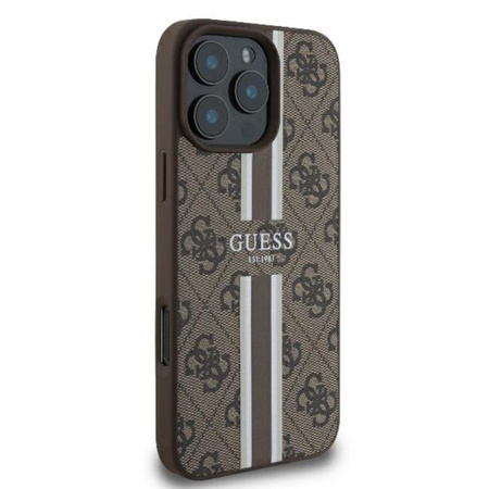 Guess 4G Gedruckte Streifen MagSafe - iPhone 16 Pro Tasche (braun)