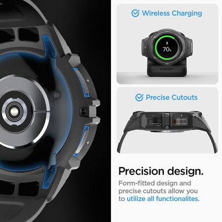 Spigen Rugged Armor Pro - Pánt + tok Samsung Galaxy Watch 6 Classic 43 mm-es órához (fekete)