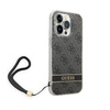 Guess 4G Print Cord - Etui avec dragonne iPhone 14 Pro (noir)