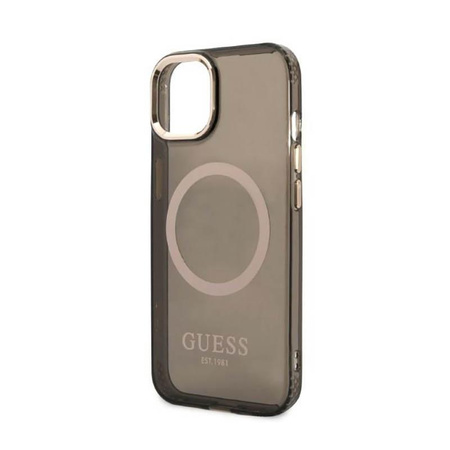 Guess Gold Outline Transluzent MagSafe - iPhone 13 Tasche (schwarz)