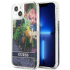 Guess Liquid Glitter Flower - étui pour iPhone 13 mini (bleu)