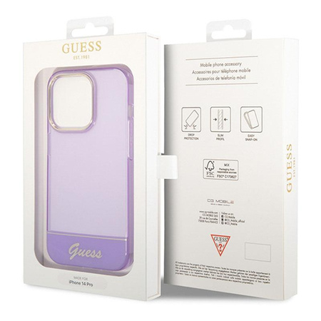 Guess Translucent - Etui iPhone 14 Pro (fioletowy)