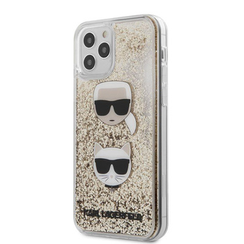 Karl Lagerfeld Liquid Glitter 2 Heads - pouzdro pro iPhone 12 / iPhone 12 Pro (zlaté)