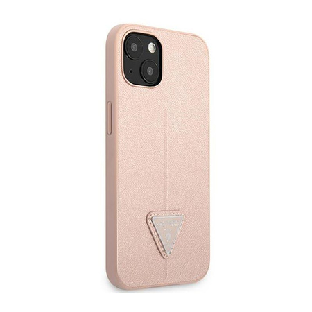 Guess Saffiano Triangle Logo Case - Coque iPhone 14 (rose)