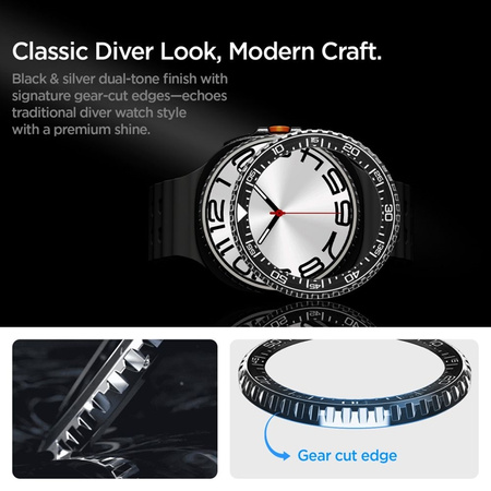 Spigen Bezel Tune Pro Diver - Pouzdro / Ochranný rámeček pro Samsung Galaxy Watch 8 Classic 46 mm (Silver)
