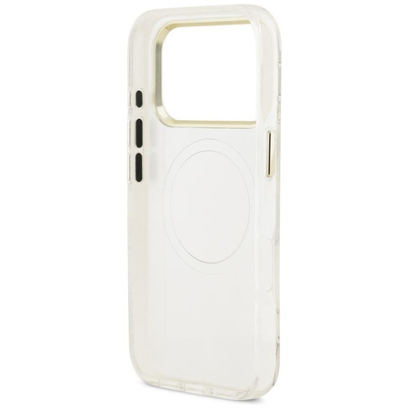 Guess IML Glitter Flowers Triangle MagSafe - Hülle iPhone 17 Pro Max (weiß)