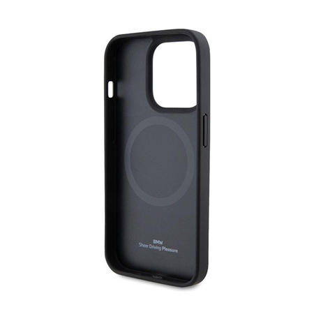 BMW Leather Hot Stamp MagSafe - Étui pour iPhone 15 Pro (Noir)