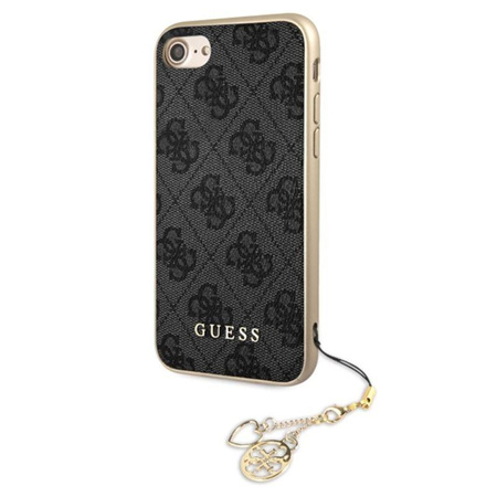Guess 4G Charms Collection - pouzdro s přívěskem pro iPhone SE 2022/ SE 2020 / 8 / 7 (šedé)