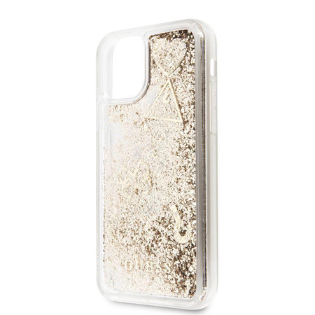Guess Liquid Glitter Hearts - iPhone 11 Pro tok (arany)