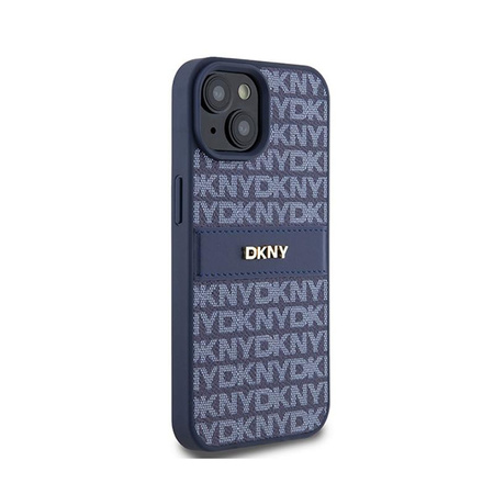 DKNY Leather Mono Stripe & Metal Logo - iPhone 15 / 14 / 13 Case (blue)