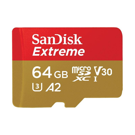 SanDisk Extreme microSDXC - Speicherkarte 64 GB A2 V30 UHS-I U3 170/80 MB/s mit Adapter