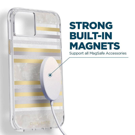 Case-Mate Pearl Stripes MagSafe - pouzdro zdobené perletí pro iPhone 14 / iPhone 13 (Pearl Stripes)