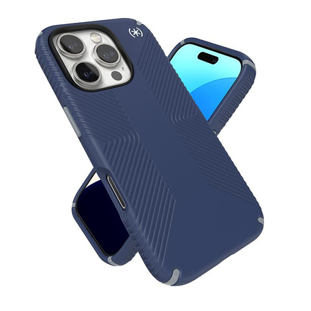 Speck Presidio2 Grip - pouzdro pro iPhone 16 Pro (pobřežní modrá / prachově šedá / bílá)