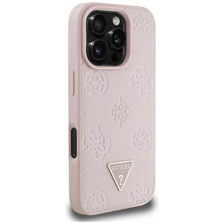Guess Grained Hot Stamp Peony Triangle Logo MagSafe - Case for iPhone 16 Pro Max (pink)