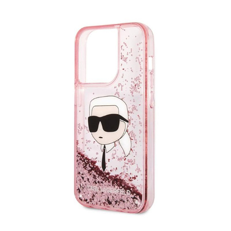 Karl Lagerfeld Liquid Glitter NFT Karl's Head - Hülle für iPhone 14 Pro Max (Pink)