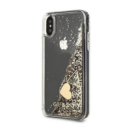 Guess Liquid Glitter Charms - pouzdro pro iPhone Xs / X (zlaté)