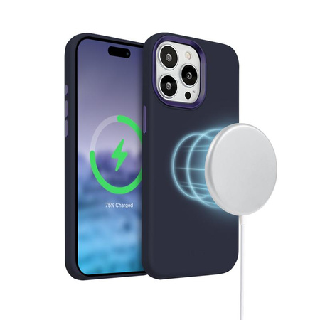 Crong Color Cover LUX Magnetic - kryt MagSafe pro iPhone 15 Pro (tmavě modrá)