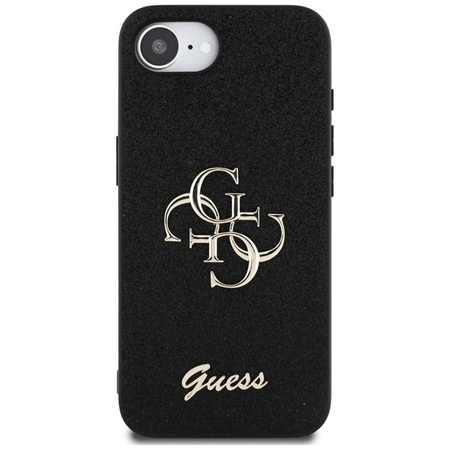 Guess Fixed Glitter Big 4G - pouzdro pro iPhone 16e (černé)