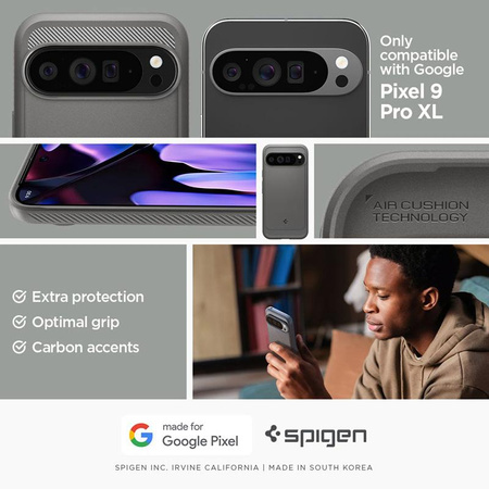Spigen Rugged Armor - Étui pour Google Pixel 9 Pro XL (Gris marbré)