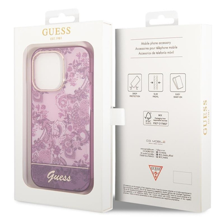 Guess Porcelain Collection - pouzdro pro iPhone 14 Pro Max (fuchsiová)