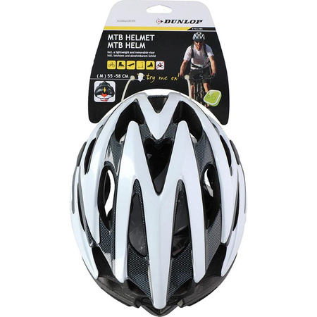 Dunlop - MTB nastavitelná cyklistická přilba r. M 55-58 cm (bílá a černá)