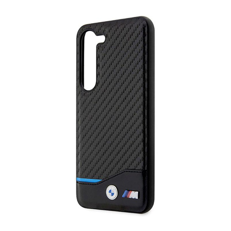 BMW Leather Carbon Blue Line - tok Samsung Galaxy S23-hoz (fekete)