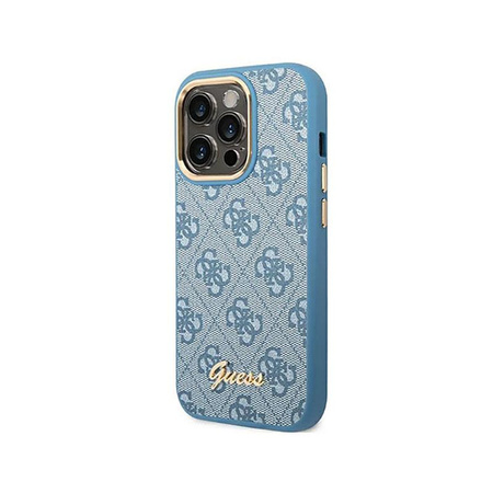 Guess 4G Metallgehäuse mit Kamerakontur - iPhone 14 Pro Gehäuse (blau)