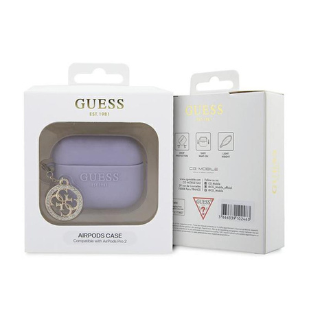 Guess 3D gumi 4G Diamond Charm - AirPods Pro 2 tok (lila)