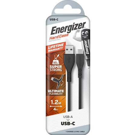 Energizer HardCase - Kabel połączeniowy USB-A do USB-C 1.2m (Czarny)