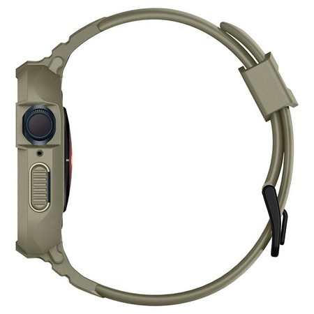 Spigen Rugged Armor Pro - Řemínek s pouzdrem pro Apple Watch 44/45 mm (Vintage Khaki)