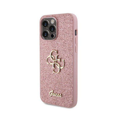 Guess Glitter Script Big 4G - iPhone 15 Pro Tasche (rosa)