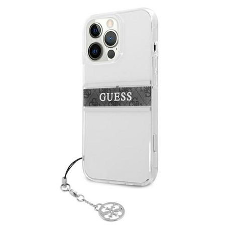 Guess 4G Stripe Grey Charm - iPhone 13 Pro Case (transparent)